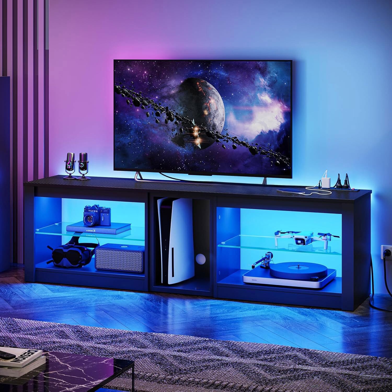 70in LED TV Stand with Power O – обзор и цена Gaming Console Tv Stand