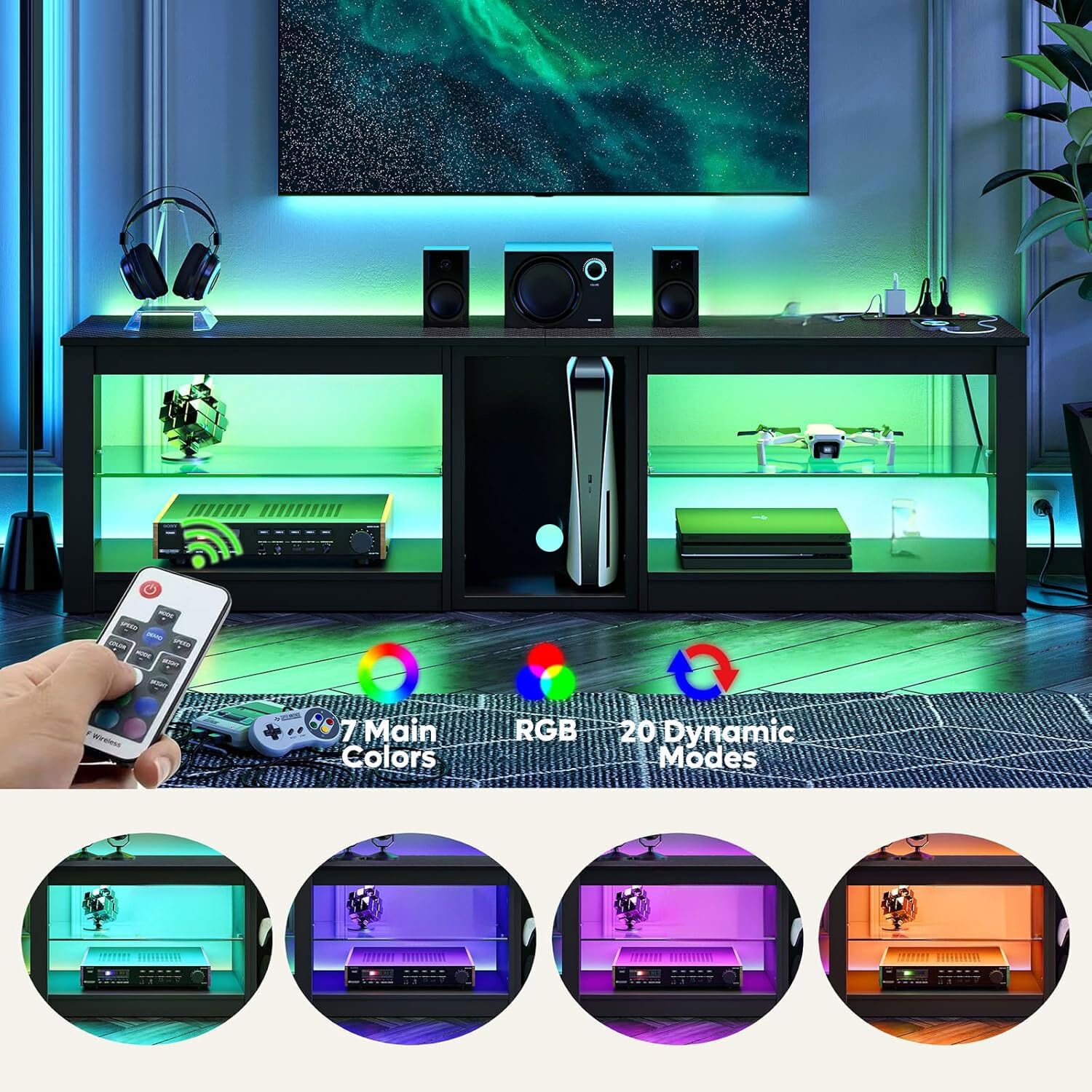 70in LED TV Stand with Power O – обзор и цена Gaming Console Tv Stand