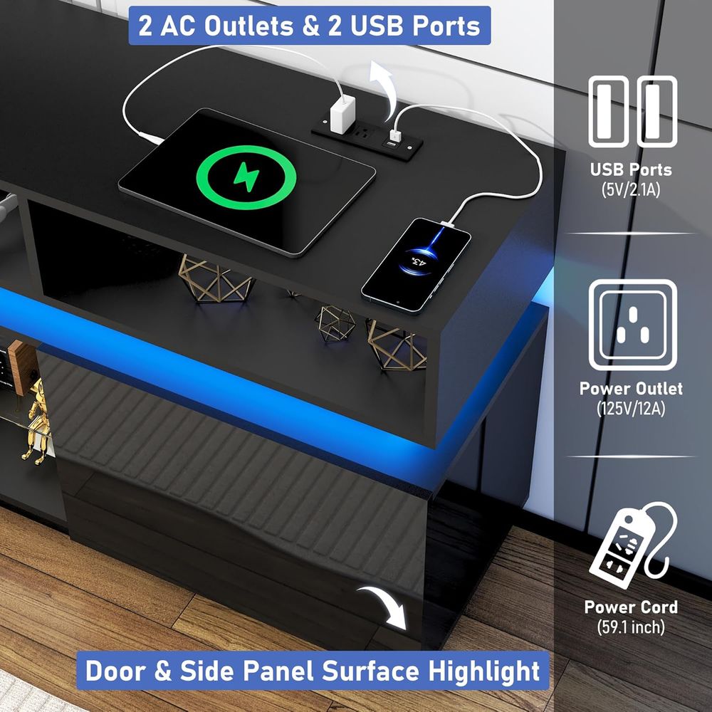 LED TV Stand for 80 Inch TV, M – обзор и цена Gaming Console Tv Stand
