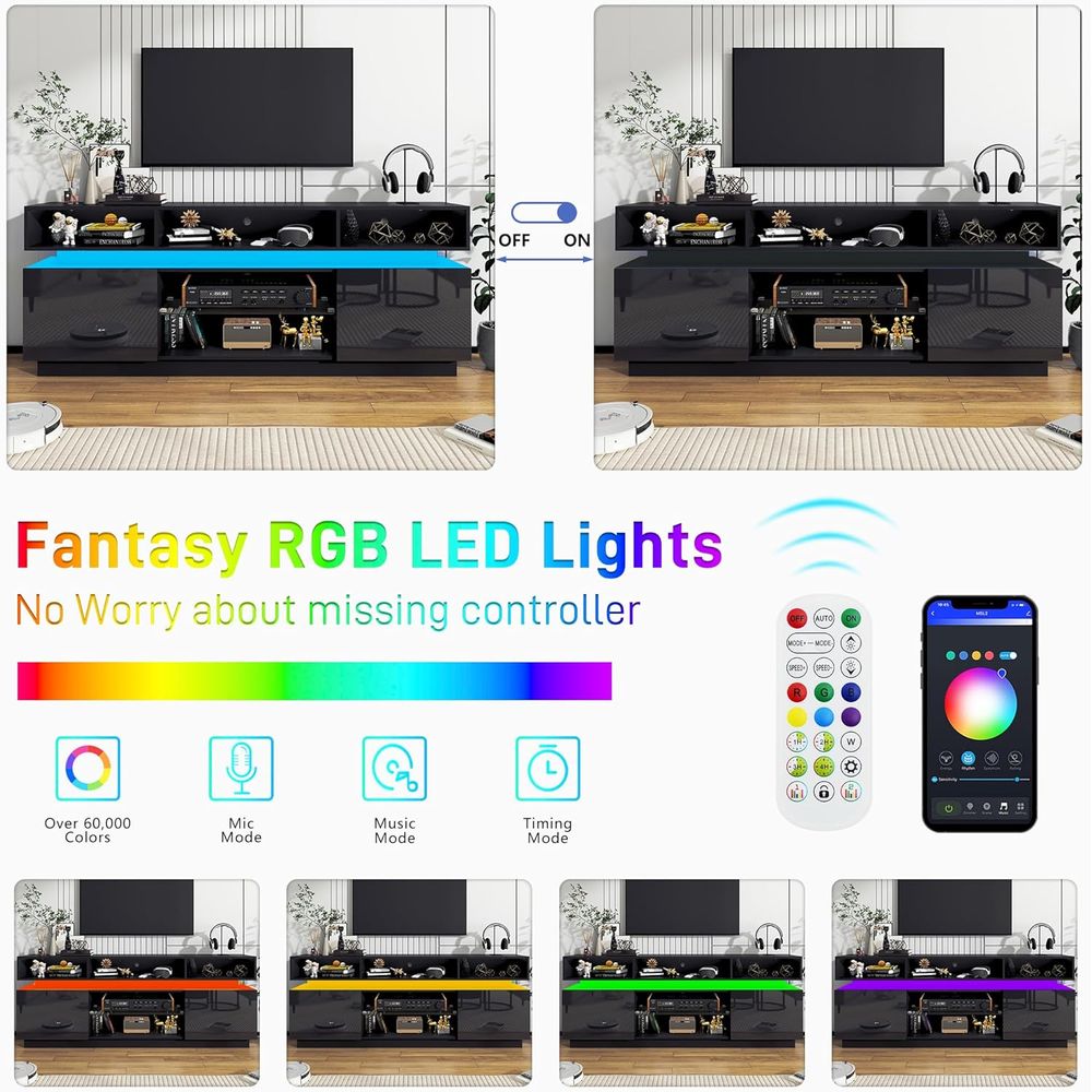 LED TV Stand for 80 Inch TV, M – обзор и цена Gaming Console Tv Stand