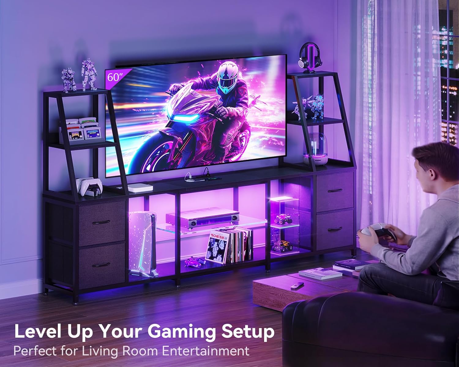 LED TV Stand for 50 65 Inch TV – обзор и цена Gaming Console Tv Stand