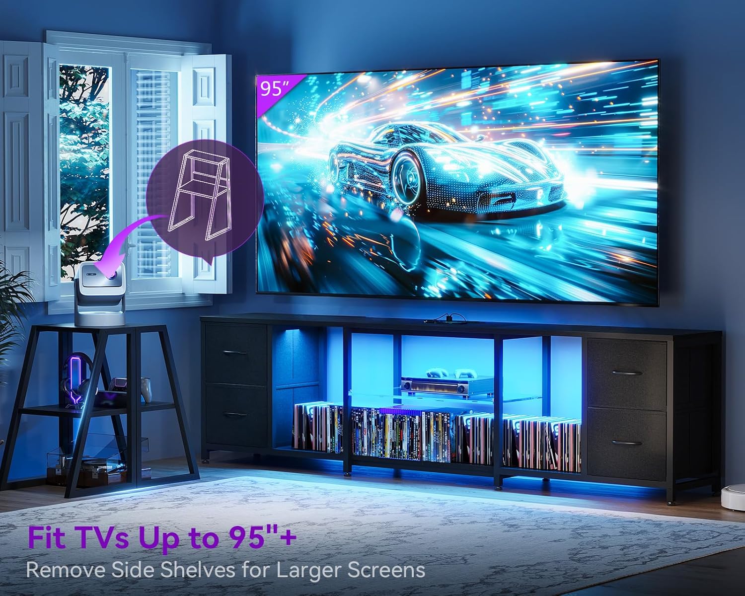 LED TV Stand for 50 65 Inch TV – обзор и цена Gaming Console Tv Stand