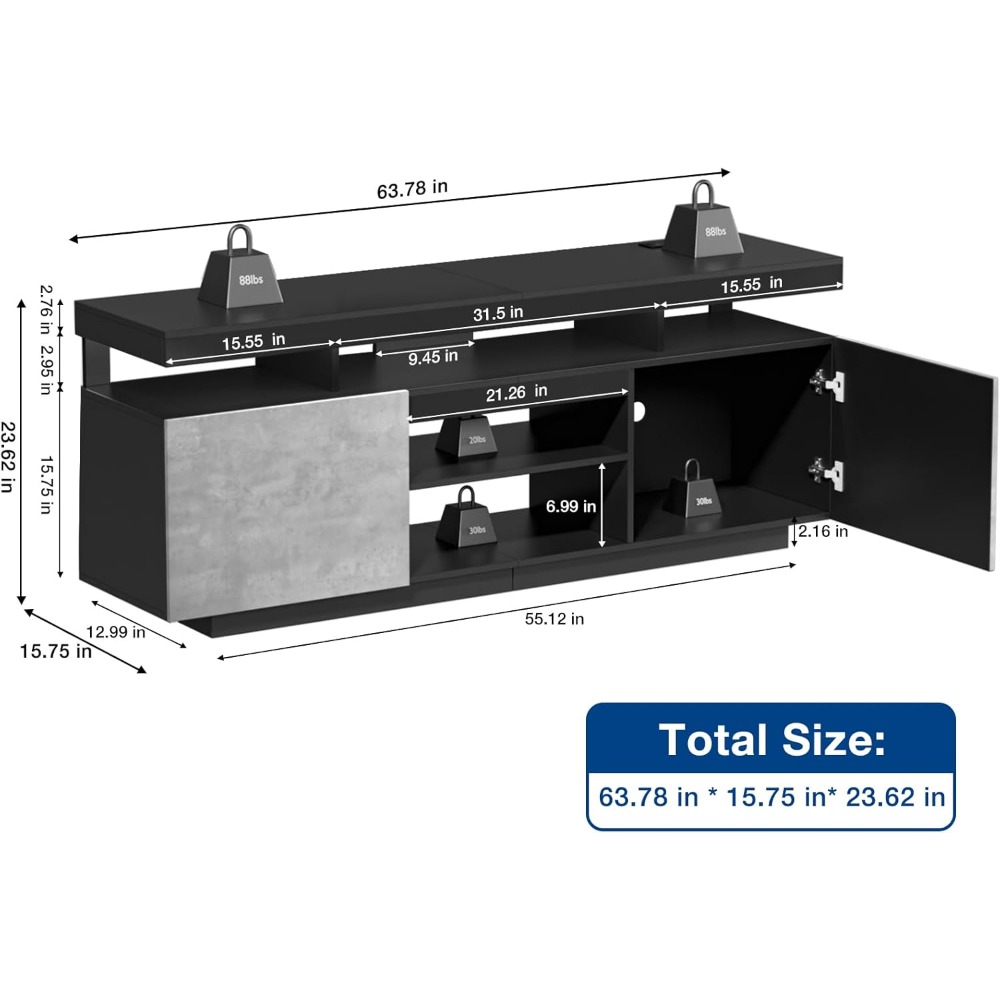 LED TV Stand for 75 Inch TV, M – обзор и цена Gaming Console Tv Stand