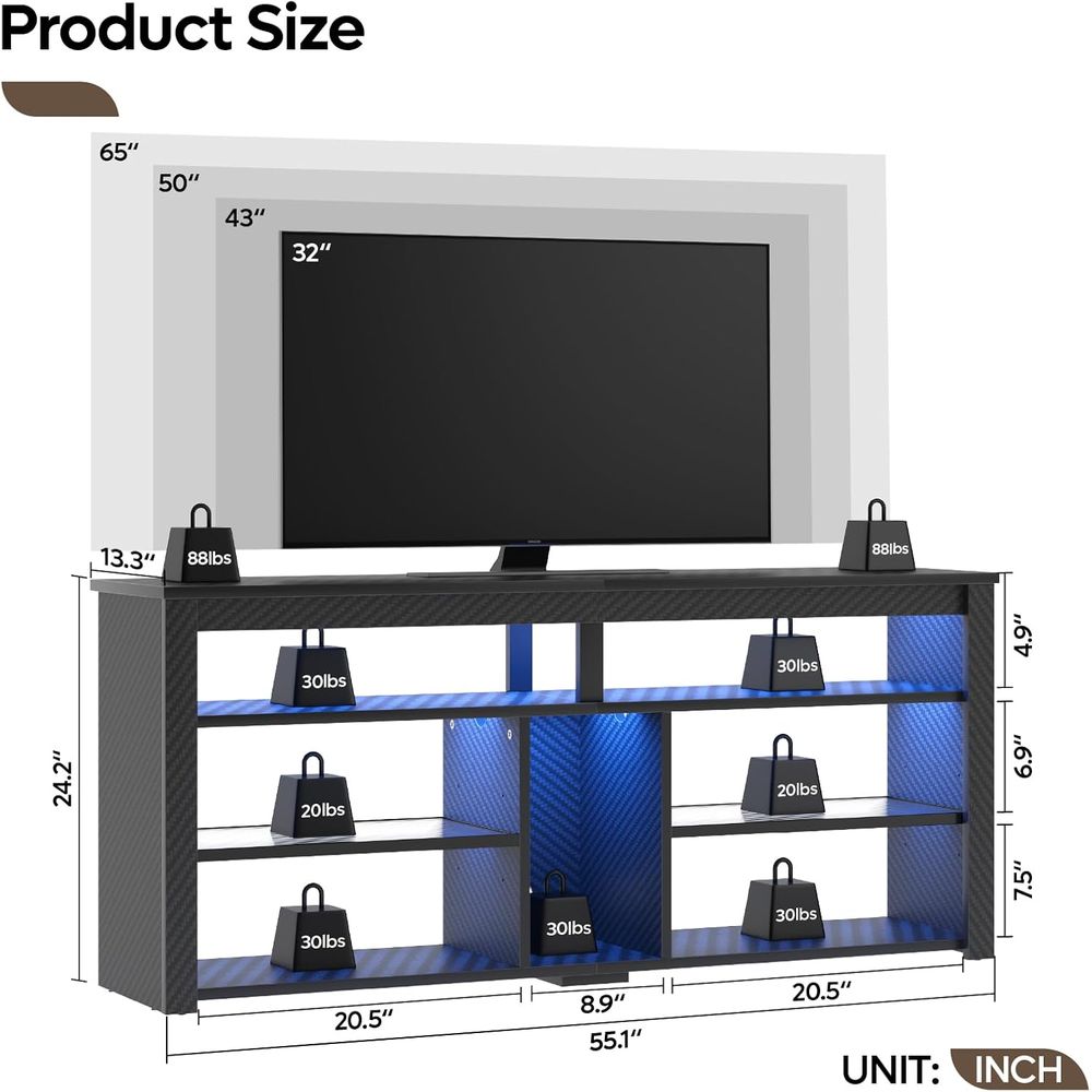 Carbon Fiber Black TV Stand wi – обзор и цена Gaming Console Tv Stand